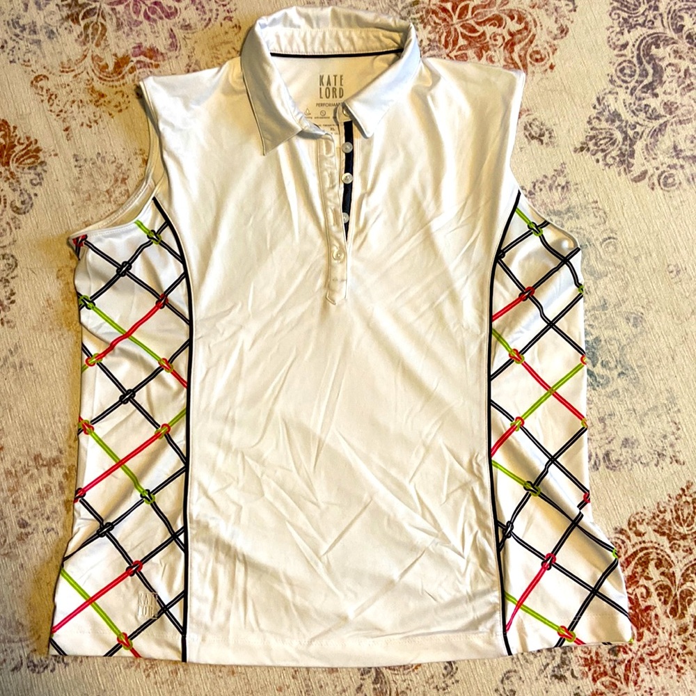 Womens sleeveless golf shirt. Size Extra Large
